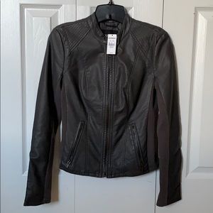 Express Vegan Leather Gray Jacket XS NWT